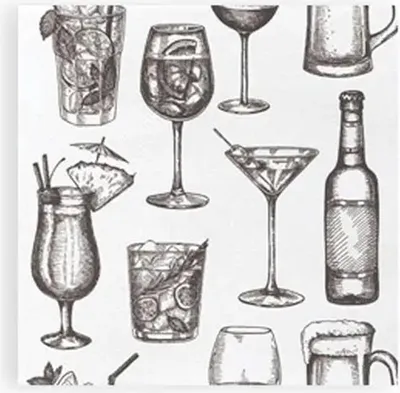 Produktbild von SemyTop Motivservietten Cocktail weiß - 20 x 20 cm - 2-lagig - 3200 Stück