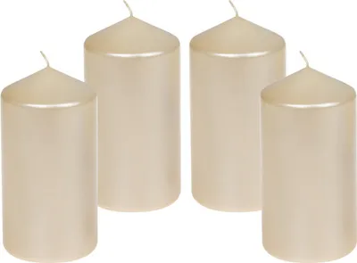 Produktbild von 4er Set Adventskranzkerzen "Edelglanz" Champagner 15 x 7,7 cm, deutsche Qualitäts Kerzen, Tropffrei, Rußfrei