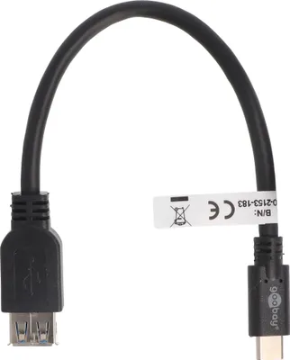 Zdjęcie produktu dla Wtyczka USB-C do gniazda USB A z kablem czarnym 20 cm
