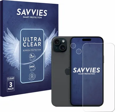 Produktbild von 6x Für Apple iPhone 15 Plus (Display+Kamera) Schutzfolie Savvies Displayschutz Display Schutz Folie Klar Transparent