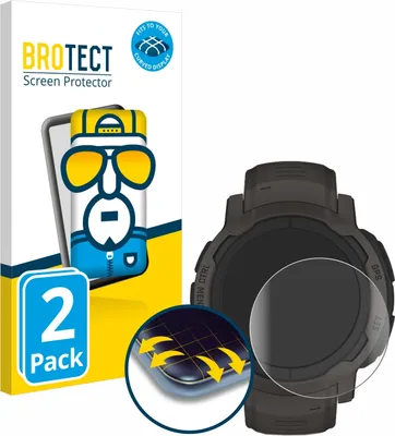 Produktbild von 2x BROTECT Fullscreen Schutzfolie für Garmin Instinct 2 / 2 Solar Displayschutz Folie Fullcover Klar Transparent