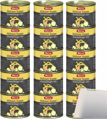 Produktbild von Menzi Hühner Suppe Ravensberger Art 3er Pack (15x200ml Dose) + usy Block