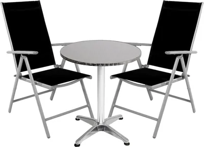Produktbild von Bistro Sitzgarnitur Bistrogarnitur 3-teilig Silbergrau / Schwarz