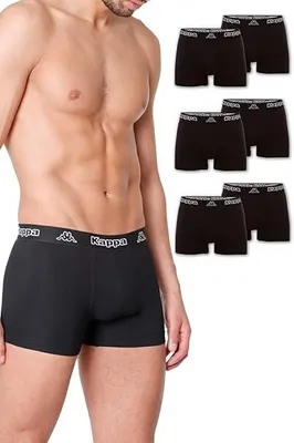 Produktbild von Kappa Herren Boxershorts 6er Pack | 95% Baumwolle | Klimaregulierend & Faltenfrei | Schwarz mit schwarzem Bund | Größe XXL