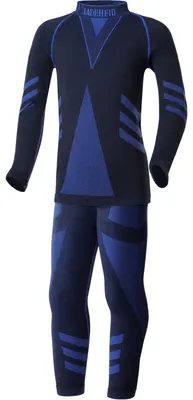 Produktbild von Ladeheid Kinder Mädchen Jungen Funktionsunterwäsche Set Langarm Shirt Lange Unterhose Thermoaktiv LAGI009 (Schwarz/Marineblau, 122-128)