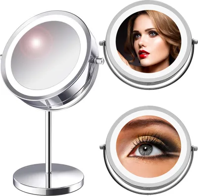 Produktbild von Kosmetické zrcátko s LED osvětlením Kosmetické Make-Up zrcátko s dotykovým ovládáním intenzity osvětlení 3 barvy světla 10X Zoom Retoo