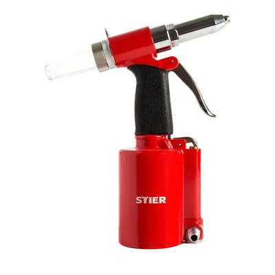 Produktbild von STIER Blindnietpistole SBN-1 für Nietgrößen von 2,4 - 4,8mm, inkl Mundstücke, Druckluft Nietpistole, niedriger Luftverbrauch, Kostensparende Pneumatik
