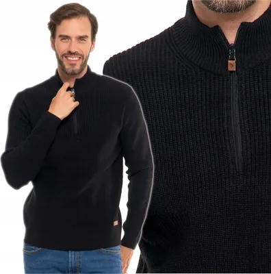Obrázek produktu pro Pánský svetr se stojáčkem zapínaným u krku Elegantní teplý svetr MORAJ S