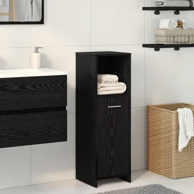 Produktbild von Möbel Badezimmerschrank aus schwarzer Eiche, 30 x 30 x 95 cm, Holzwerkstoff - Badezimmer CC4237