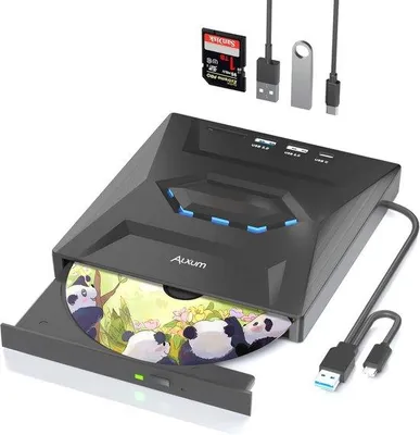 Productafbeelding van Famanu Externe CD/DVD-drive met USB 3.0 en SD-kaartlezer - Snelle dataoverdracht voor laptops