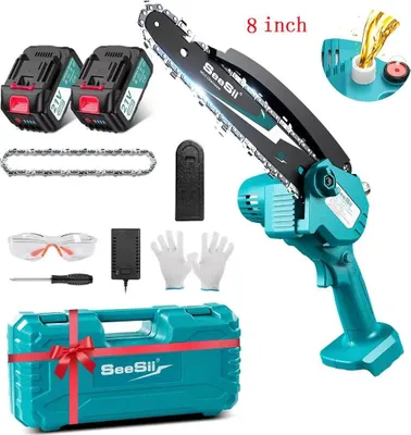 Image de Tronçonneuse, guide-chaîne 8 pouces, conception légère, avec batterie 2X40Ah