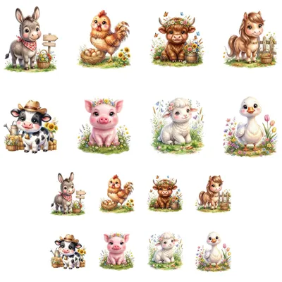 16 Tier-Bügelbilder, 8 Motive, 2 Größen, DIY-Aufbügel-Patches