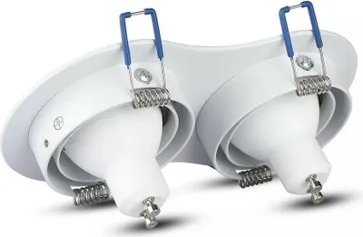 Immagine prodotto di V-TAC VT-783RD Portafaretto led doppio ad incasso in alluminio spazzolato rotondo orientabile colore bianco 2*GU10
