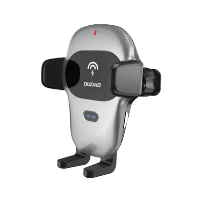 Productafbeelding van Dudao Autohouder met geïntegreerde Qi 15W draadloze oplader, grijs