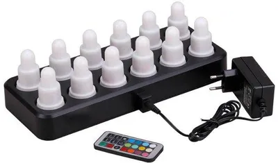 Obrázok produktu pre Elektrické sviečky s diaľkovým ovládaním – Pohyblivý plameň – Bezpečné a ekologické – Realistické sviečky – Nabíjateľné sviečky – Bez vône – Vianočné osvetlenie – Nabíjateľné sviečky – S nabíjacou stanicou