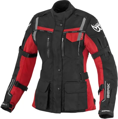 Produktbild von Berik Torino wasserdichte Damen Motorrad Textiljacke, schwarz/rot, 40