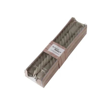 Produktbild von Boltze Stabkerze Twisto (6-tlg., hellgrau, 20 cm, aus Wachs, modernes Design)