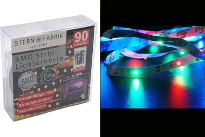 Produktbild von LED Stripe Lichterkette Batterie Streifen 90 LEDS Lichtband RGB Fernbedienung