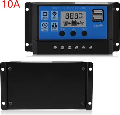 Image de Régulateur de Charge Solaire Panneau Photovoltaïque Régulateur de Batterie Noir Bleu 10a