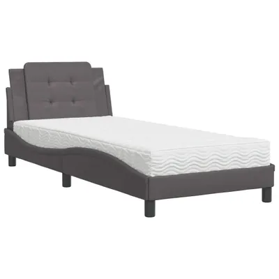 Image de Lit avec matelas Zadar gris 90x200 cm similicuir