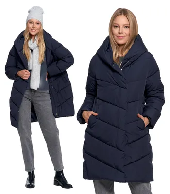 Immagine prodotto di Giacca invernale da donna - giacca imbottita lunga taglia 3XL - cappotto blu - abbigliamento invernale alla moda