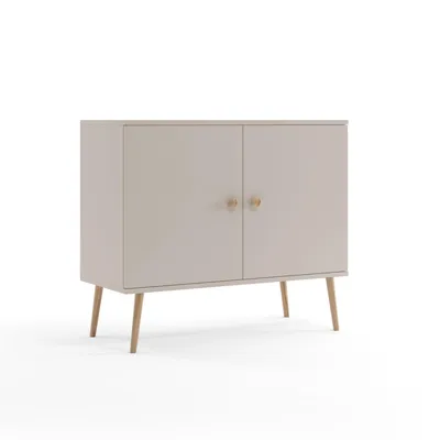 Produktbild von NATURA Kommode 100cm Kaschmir Grau Sideboard Boho Echtholz Buche Soft-Close