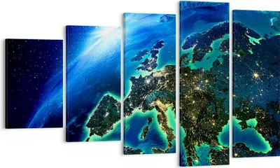 Produktbild von Bild auf Leinwand - Leinwandbild - Nacht raum welt ansicht - 100x60cm - Wand Bild - Wanddeko - Leinwanddruck - Bilder - Kunstdruck - Wanddekoration - Leinwand bilder - Wandkunst - EG100x60-2816