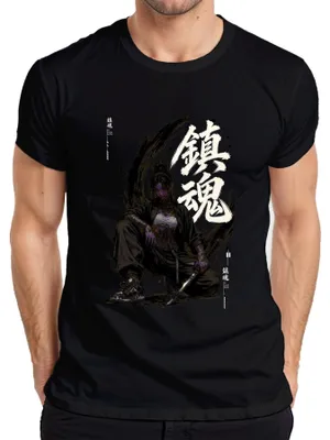 Zdjęcie produktu dla T-shirt męski, czarny, rozmiar XXL, z motywem: samurajka, katana, Japonia, anime, styl Y2K, Yakuza