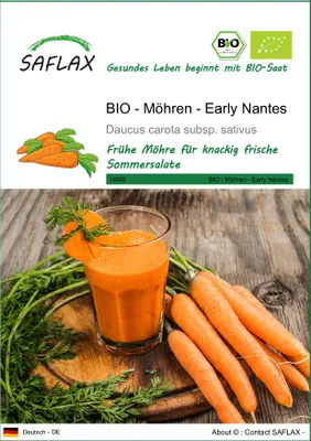 Produktbild von SAFLAX - BIO - Möhren - Early Nantes - 1500 Samen - Daucus carota
