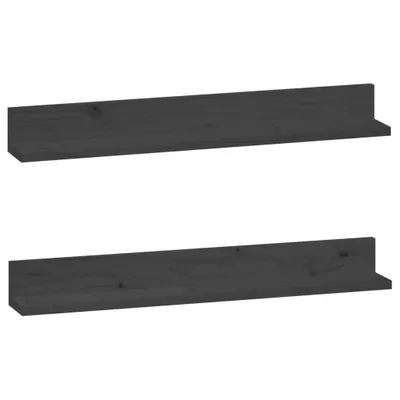 Zdjęcie produktu dla Półki Ścienne, 2 Szt., Szare, 80X11X9 Cm, Lite Drewno Sosnowe Lumarko!