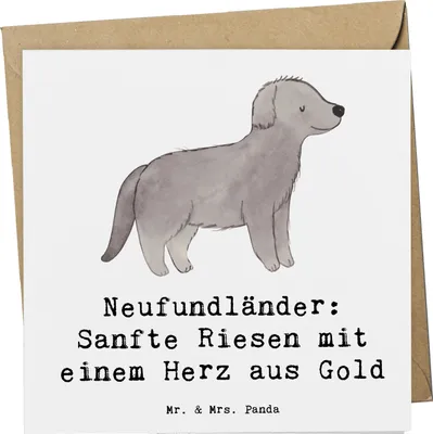 Produktbild von Mr. & Mrs. Panda Grußkarte Neufundländer Liebe - Weiß - Geschenk, doppelkarte, Hunderassen Beschreibung, Charakter, Familienhund, Glückwunschkarte, Hunderasse, Pflege