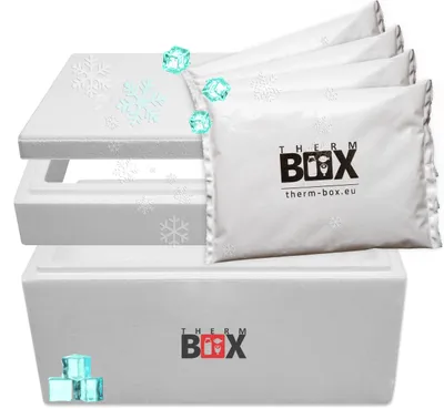 Produktbild von THERM BOX Modularbox 43M mit 4x Kühlakku für Kühlbox 43L Innen: 49x30x28cm Transportbox Thermobehälter Wiederverwendbar