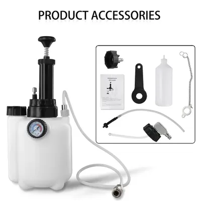Image de Kit de purge des freins - Purgeur de pression de 3 litres - 85 mm - Aspiration de liquide de 1 litre - Pour voitures, camionnettes et camions - Système ABS