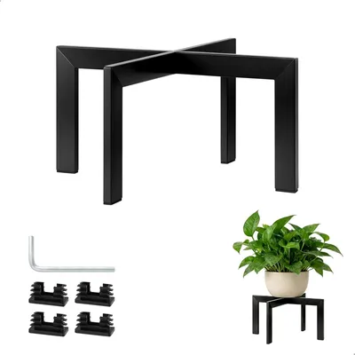 Immagine prodotto di Portap piante in metallo nero, 19 cm, stabile, ideale per soggiorno e balcone