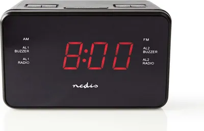 Produktbild von Nedis Digital-Wecker-Radio - LED - 1x 3.5 mm Audio Input - Zeitprojektion - AM / FM - Snooze-Funktion - Sleep Timer - Anzahl Alarme: 2 - Schwarz