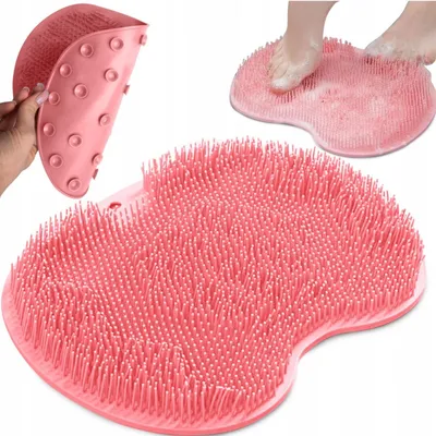Image de Masseur, brosse de nettoyage pour le dos et les pieds, en silicone, de couleur rose