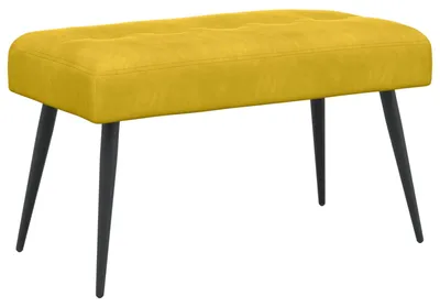 Immagine prodotto di Panca con rivestimento in velluto, giallo, 80 x 40 x 46 cm, con cuciture a bottone