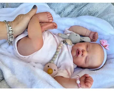 Produktbild von 18-Zoll-Reborn-Babypuppe, Schlafendes Baby, Neugeborenes Baby, Handgefertigt, 3D-Haut Mit Sichtbaren Adern