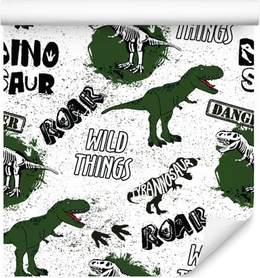 Zdjęcie produktu dla Tapeta dekoracja Ścienna idealna do pokoju młodzieżowego dinozaury napisy 3D