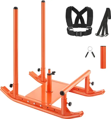 Immagine prodotto di Slitta con pesi - Slitta per forza e sprint - Compatibile con dischi da 25/51 mm - Con maniglie - Per allenamento di trazione e spinta - Acciaio robusto - Per interni ed esterni - Arancione