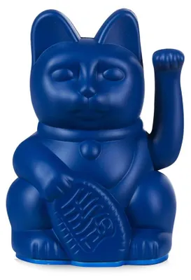 Glückskatze Mini, dunkelblau, Maneki Neko, 9,8 cm