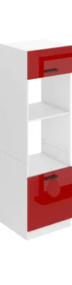 Produktbild von Belini Mikrowelle Schrank, Küchenschränke, Hochschrank Küche SSP. Mikrowellenschrank - 60 cm Breite und 204 cm Höhe. Küchenbuffet mit 2 Türen und 2 Regalen, Rot Hochglanz