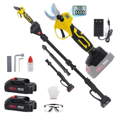 Produktbild von 2-in-1 kabellose Astschere, 30mm Schnittdurchmesser, elektrische Gartenschere mit 2,7 m Verlängerungsstange, Baumschere mit 2 Akku, LCD-Display, SK5