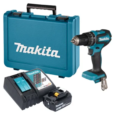 Image de Perceuse-visseuse à percussion sans fil Makita DHP 485 RF1E 18 V 50 Nm sans balais + 1 batterie 3,0 Ah + chargeur + mallette