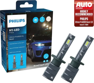 Zdjęcie produktu dla Philips Ultinon Pro6000 Boost HL 11258U60BX2 Żarówka samochodowa, 13 W, 12 V, H1, LED, 5800 K, 2 szt.