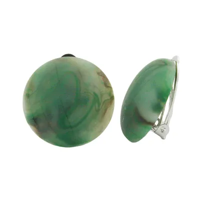 Produktbild von Clip Ohrring 22mm Riss grün-braun-marmoriert matt Kunststoff-Bouton grün 22mm