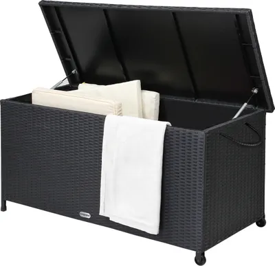 Produktbild von Polyratanový úložný box černý 122 x 56 x 61cm s rukojeťmi a kolečky