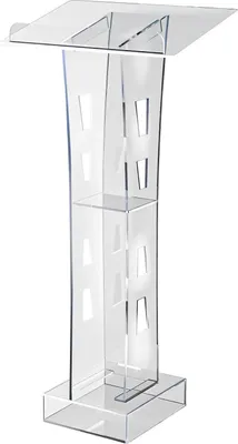 Obrázok produktu pre Prednáškový pult - Akrylový prednáškový pult - LED osvetlenie - 60 × 40 × 110 cm - Voľne stojaci - Do kancelárie, kostola, školy - Vyžaduje sa montáž