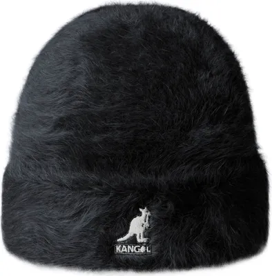 Kangol Beanie Angora-Strickmütze mit Rollrand & Logo-Stick in schwarz