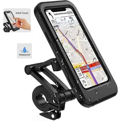 Produktbild von Motorrad-Handyhalterung, wasserdichte Fahrrad-Handyhalterung, 360°-Smartphone-Halterung für Motorrad und Roller mit Motorrad-Regenschutz